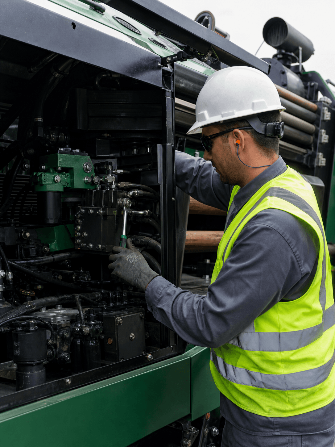 Técnico em atividade prática de manutenção de equipamento HDD